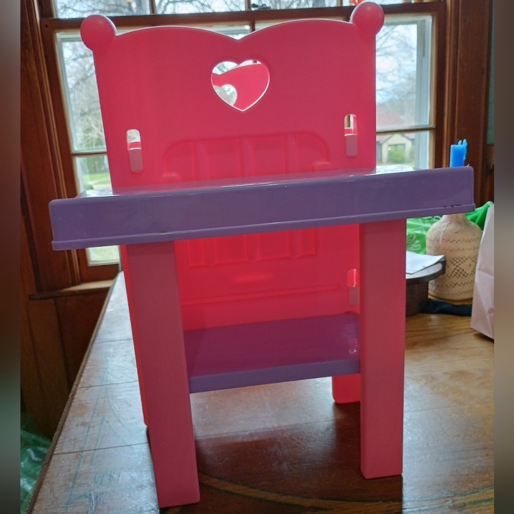 You & Me Pink and Purple Plastic Baby Doll Crib High Chair Changing Table Toy